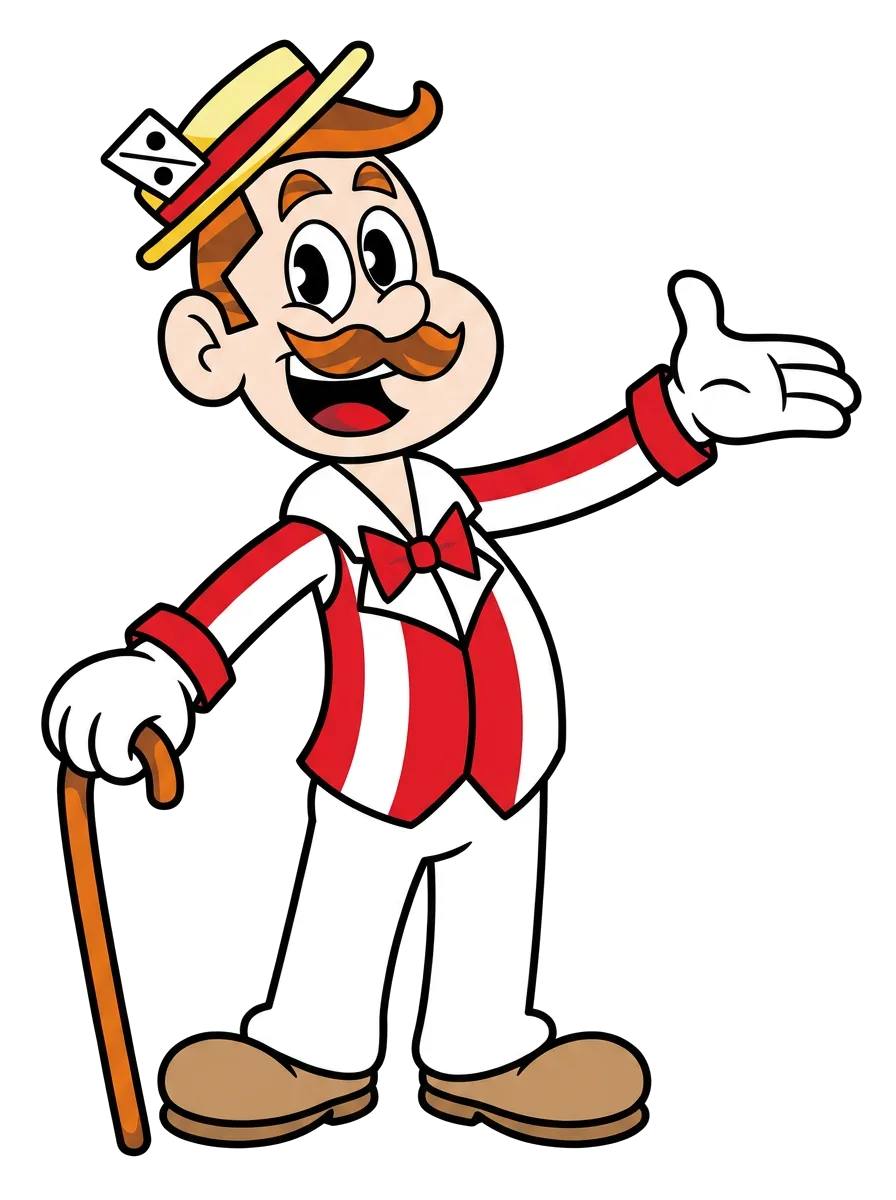 Jack waving staff in — step right up